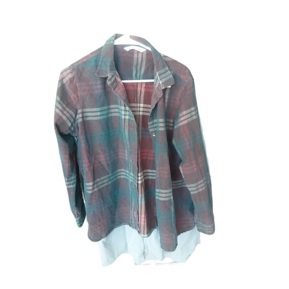 Woolrich Plaid‎ Corduroy Button Down Shirt Women’s Size XL Extra Large